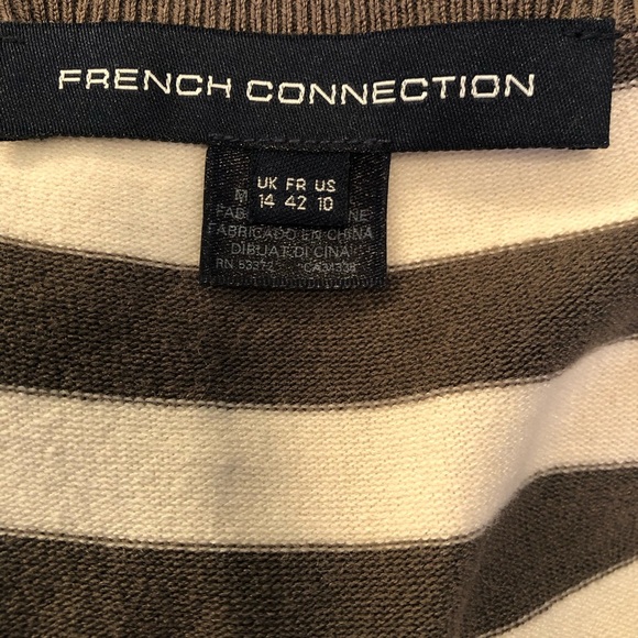French Connection Gray & White Striped Fine Gage Knit Long Sleeve Dress Size 10 - Picture 4 of 10